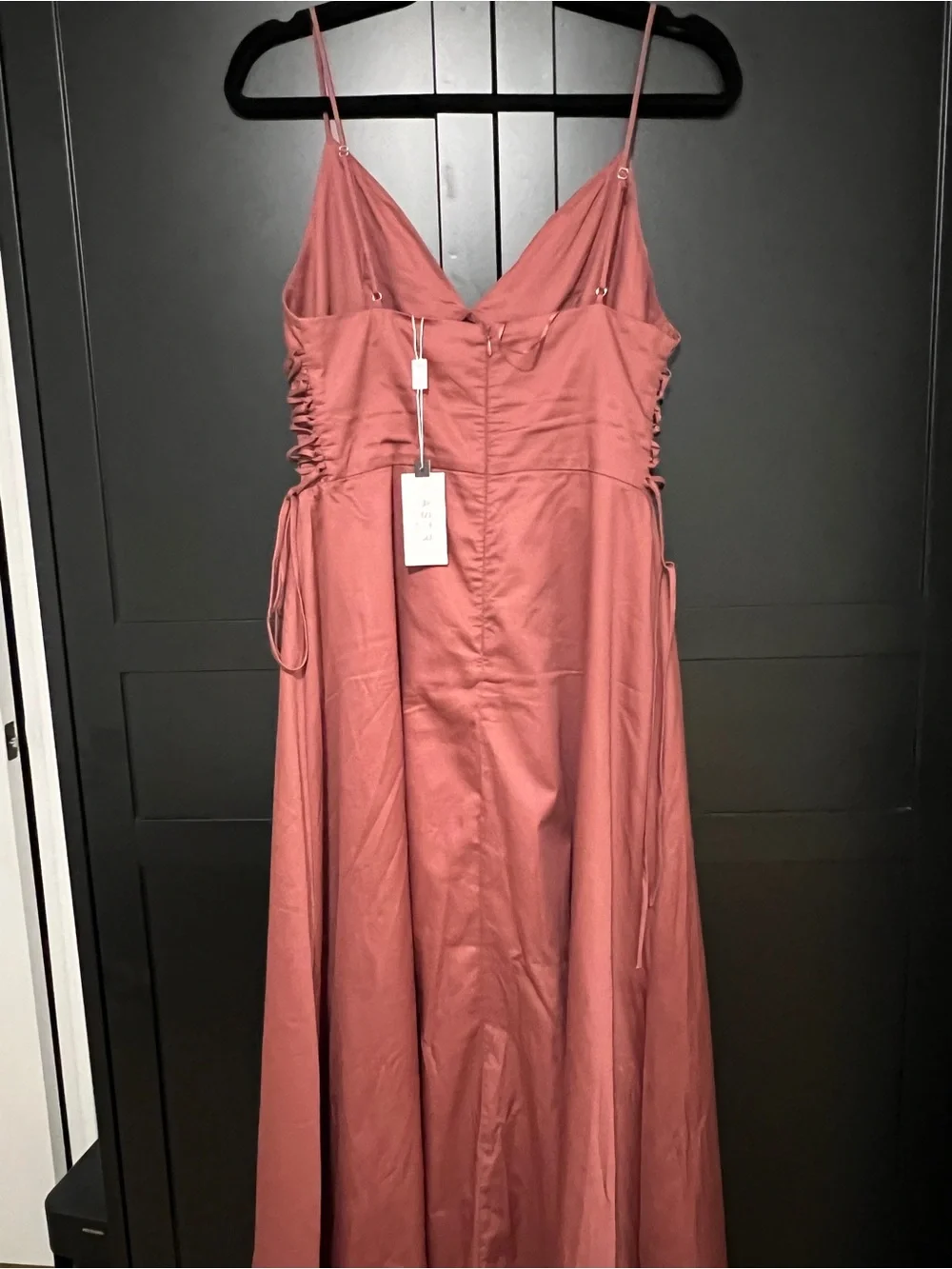 Astr Strappy Ruched Midi Dress in Dusty Rose - Picture 3 of 4